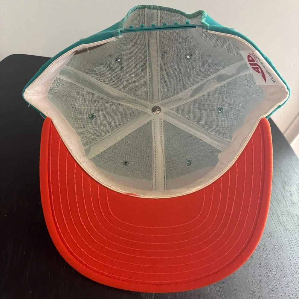 VTG Miami Dolphins NFL Football AJD Snapback Hat 90s New NWOT Teal Orange USA‎